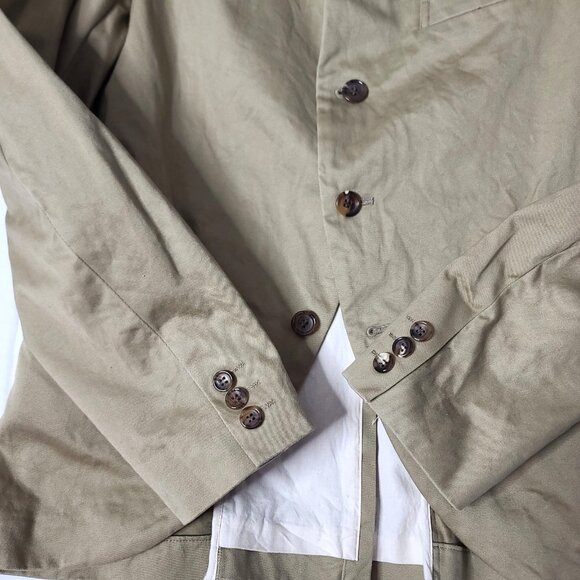COMME DES GARCONS Curved Front Tailored Dart Jacket RO-J021 Khaki/Beige L NWOT - Picture 8 of 16